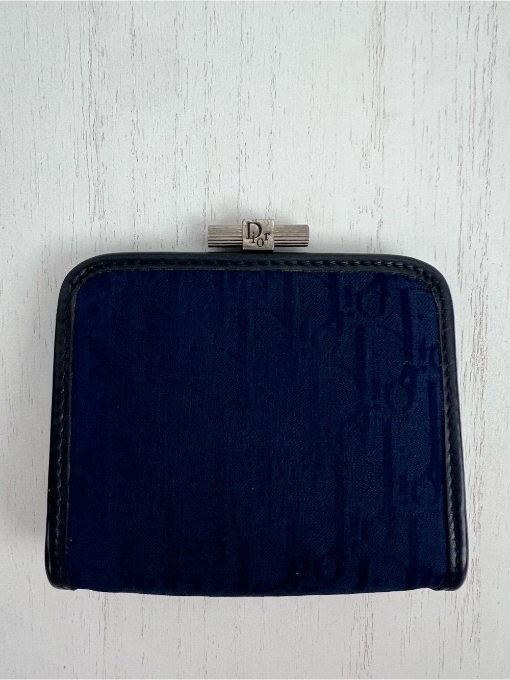 Christian Dior Vintage Trotter Coin Purse Clutch Wallet Canvas Leather